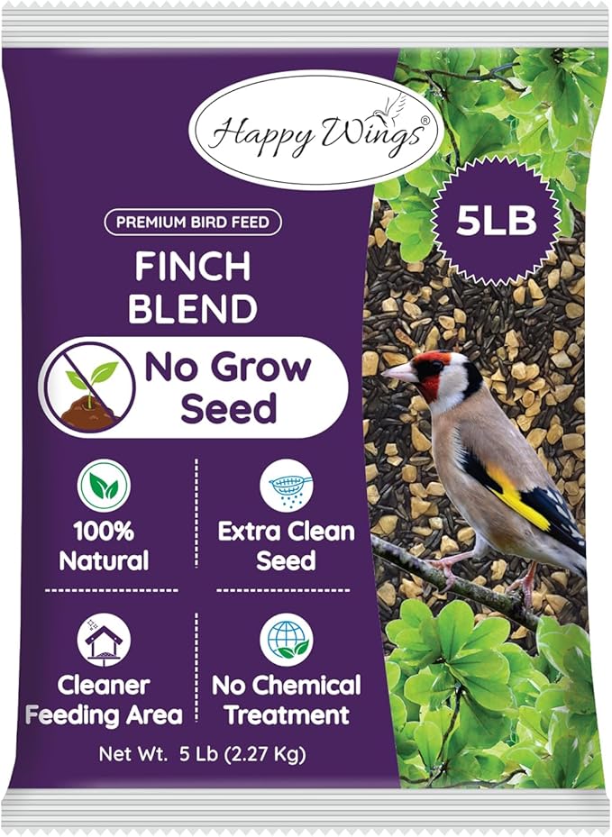 Finch Blend Bird Food - Mix of Sunflower Hearts/Kernels and Nyjer, 5 Pounds - No Grow Seed - For Wild Birds-PawvioPets