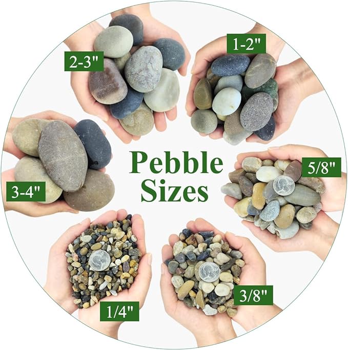 40lbs Natural River Rocks, 1-2" Premium Pebbles for Garden and Landscape Design, Hand-Picked Smooth Stones for Fish Tank, Flower Pots, Indoor Water Fountains, Pathways, Backyard-PawvioPets