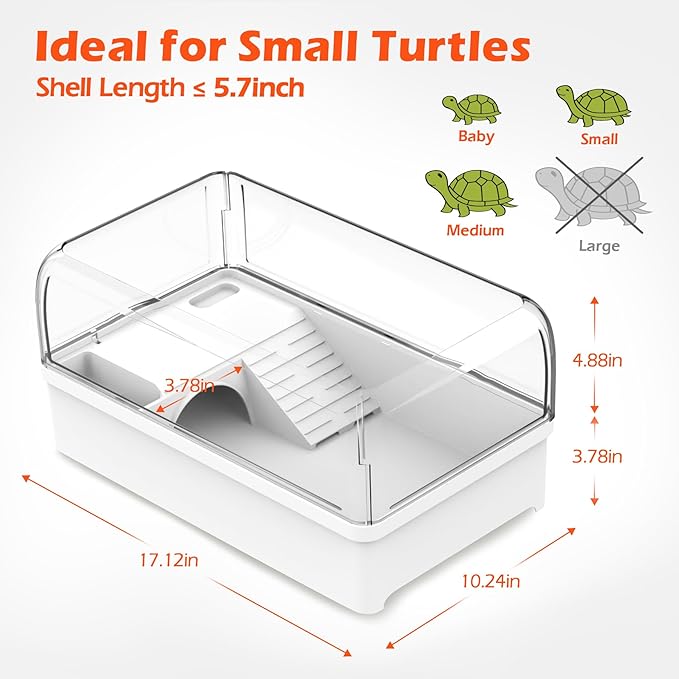 AZV Turtle Tank Habitat Kit,Aquatic Tortoise Enclosure Starter Aquarium with Multi-Function Area and Water Filter, Baby Adult Turtles Tub Complete House,Terrarium for Red Eared Slider Reptile Crab-PawvioPets