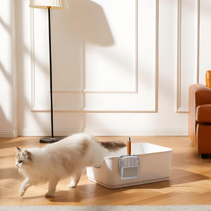 304 Stainless Steel Cat Litter Scoop, One-Piece Pressed Design with No Weld Spots, Durable Anti-Break Handle, Dual Slot Sizes, Easy to Clean, Filters Small Litter Clumps Litter Scoop-PawvioPets