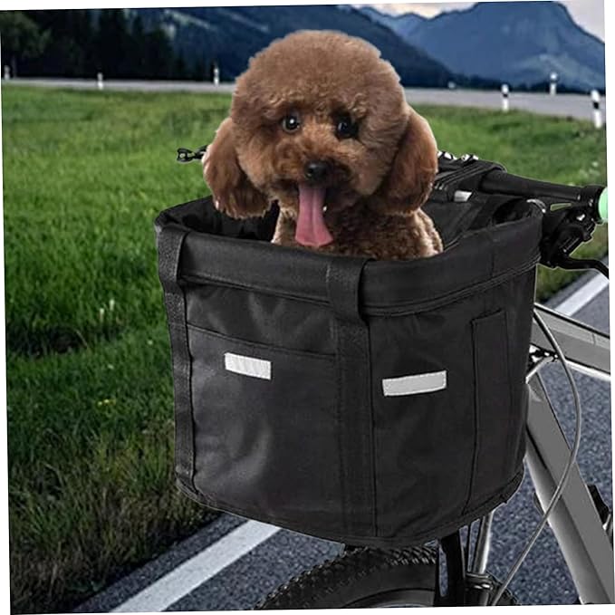 Bike Basket, 10kg Storng Bearing Foldable Bike Front Basket, Removable Dog Carrier for Handlebar, Machine Washable-PawvioPets