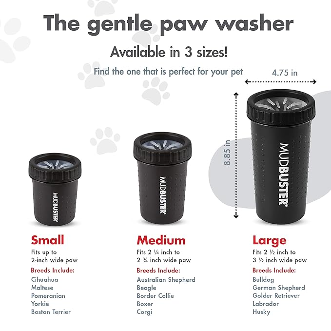 Dexas MudBuster Portable Dog Paw Washer/Paw Cleaner, Large, Matte Black- Special Edition (PW72025-22WP)-PawvioPets