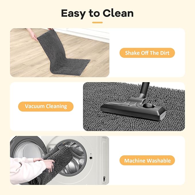 Absorbent Dog Door Mat for Muddy Paws, 48" x 30" Chenille Indoor Mats for Entryway, Trap Dirt Front Door Mat Indoor Entrance Washable Non Slip Soft-PawvioPets