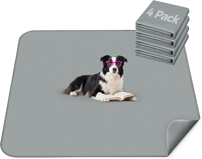 FXW Washable Pee Pads for Dogs, Puppy Pads with Super Absorbent, Specifically Designed for Potty Training, 35" Square, Gray, 4 Packs-PawvioPets
