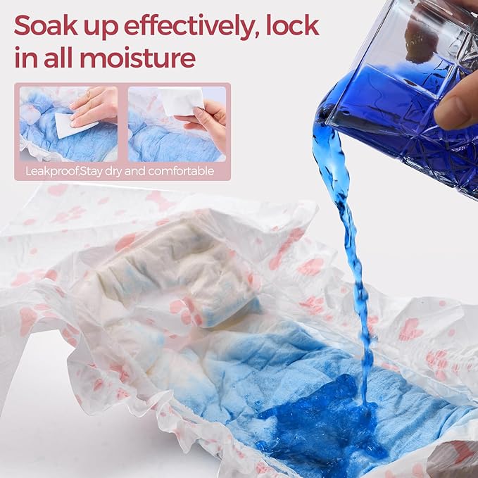 Disposable Female Dog Diapers, 40 Count, S (Waist 16.9”-19.7”), Wetness Indicator, Ultra Protection, Leak Proof, Super Absorbent, Soft-PawvioPets