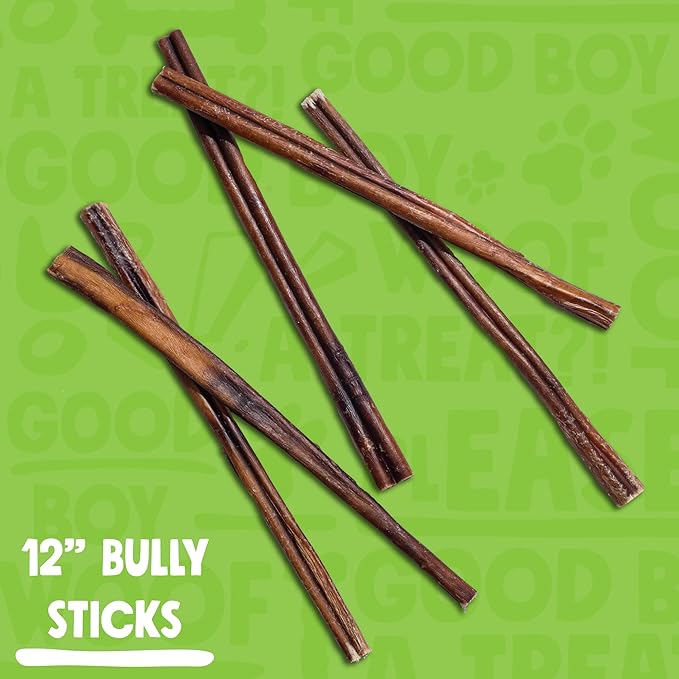 Bully Sticks for Small Dogs | All Natural, Single Ingredient Bully Sticks for Puppies to Medium Dogs (12" Stnd Bully Sticks - 3pk)-PawvioPets