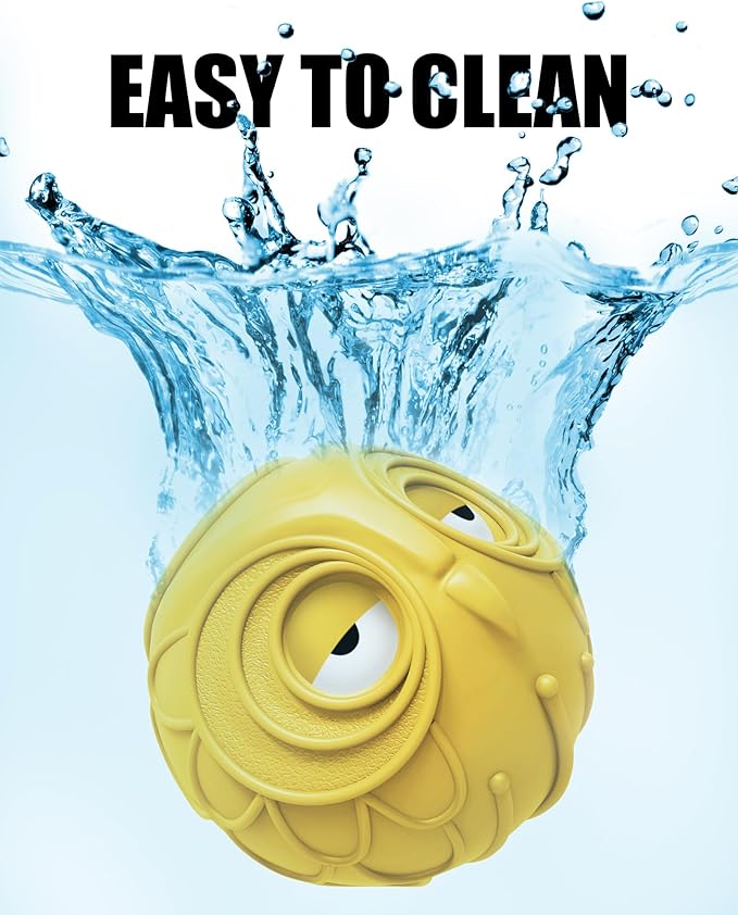 Giggle Ball for Dogs Owl Toys for Puppy Interactive Dog Toy Medium Large Dogs Natural Rubber Cute Hoot Fun Gift for Dog (Yellow Owl)-PawvioPets