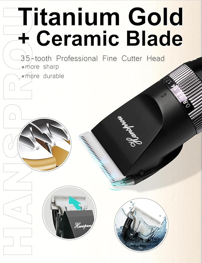 Dog Clippers for Grooming, 12V Professional Dog Clippers，Heavy Dutt Corded Pet Hair Trimmer Pet Trimmer for Thick Hair with Guard Combs Brush-PawvioPets