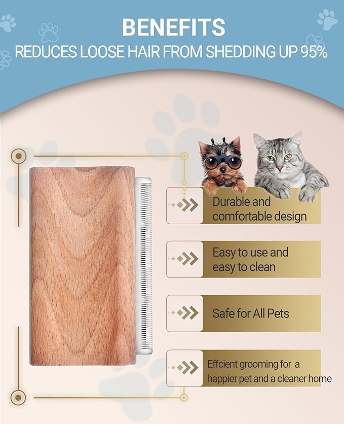 Dog Brush for Shedding | Pet Hair Removal Tool, Cat Grooming Supplies, Deshedding Dog Brush | Combs for cleaning & grooming short and long hair (4.3 Inch (M))-PawvioPets