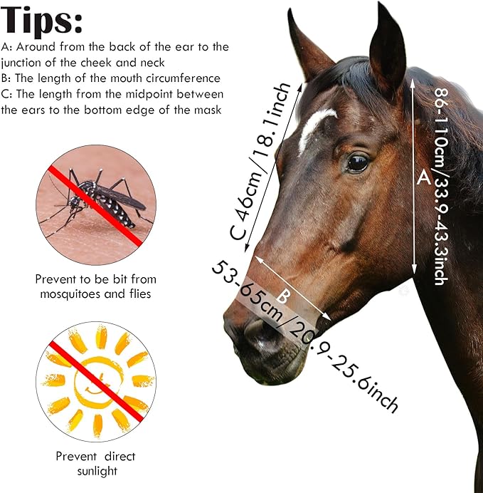 Frienda 4 Pieces Horse Fly Masks with Ears Face Covering UV Protection from Insect Pests Elasticity Smooth Comfortable Mesh Horse Mask Accessories(Flower,Large)-PawvioPets