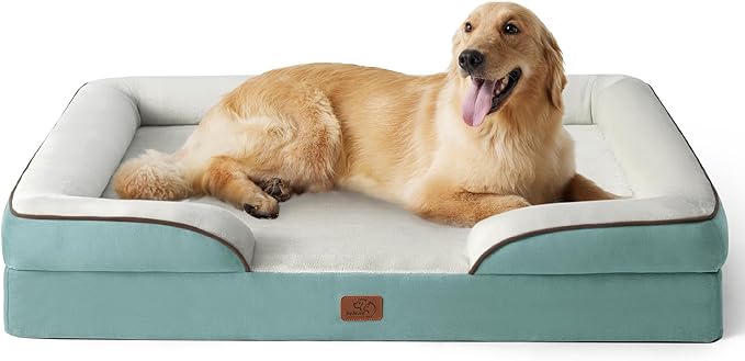 Bedsure XL Plus Orthopedic Dog Bed for Extra Large Dogs - Washable XLarge Dog Cat Bed Waterproof, Comfort Dogs Couch Sofa with Washable Removable Cover, Pet Bed with Nonskid Bottom, Washed Blue, 48"-PawvioPets