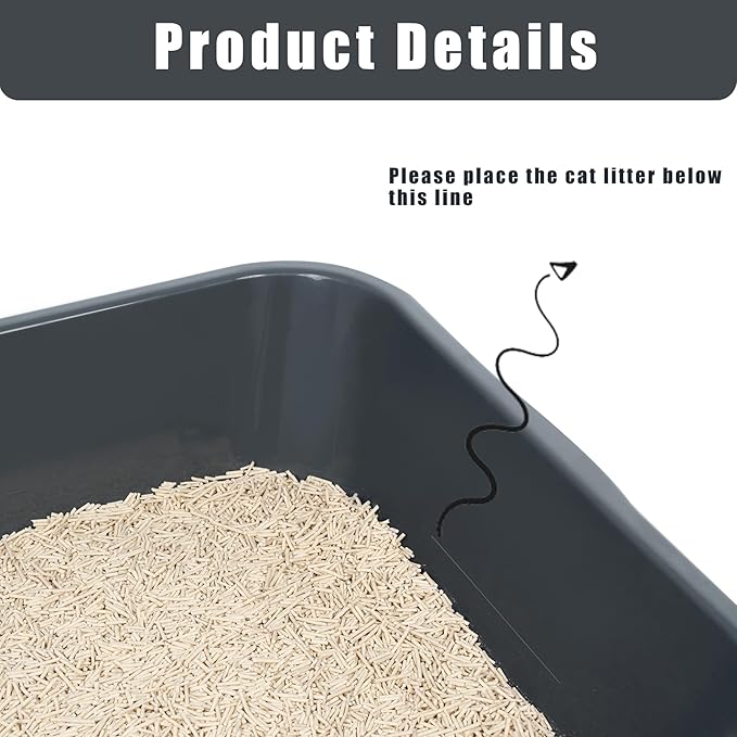 2 Pack of Extra Large Cat Litter Box (ABS Material), Low Entry Senior Litter Pen for Geriatric Kitty Big Cats, Jumbo Pet Safe Litter Boxes Tray for Indoor Pets Potty (Gray, 20" L x 15.5" W)-PawvioPets