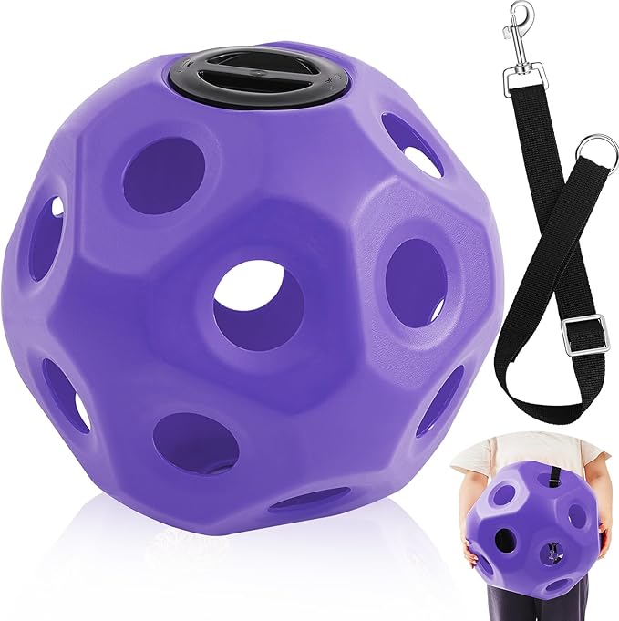 15.75" Hay Ball for Horse with Hanging Strap Slow Feed Horse Treat Ball Extra Large Hanging for Paddock Stall Stable Supplies (Purple)-PawvioPets