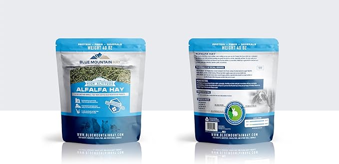 Blue Mountain Hay | Fresh Alfalfa Hay (15 Ounce) | High Leaf Retention | Nutritious High-Altitude Hay Pet Food for Rabbits, Guinea Pigs, Chinchillas, Hamsters, and Other Small Pets-PawvioPets