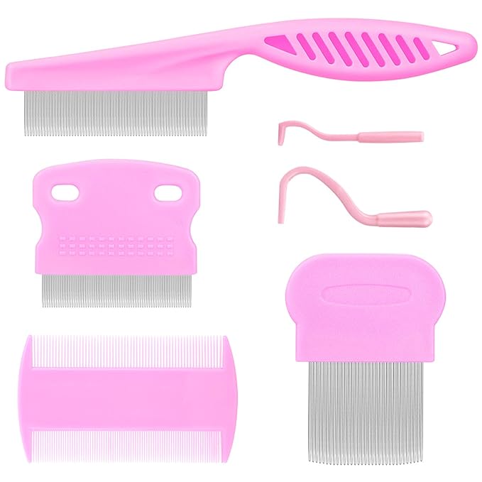 Cat & Dog Grooming Set - Fine Tooth Comb For Grooming And Removing Dandruff Flakes Remove Float Hair Tear Marks (pink)-PawvioPets