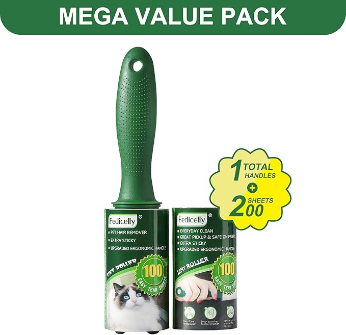 Fedicelly Lint Rollers Pet Hair Extra Sticky Furniture,Cat Dog Hair Remover Laundry Clothes Carpet,Total 200 Sheets Lint Remover Brush for Couch-PawvioPets