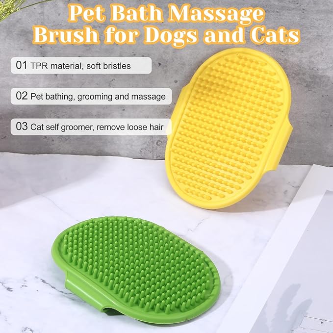 4Pcs Adjustable Cat Self Groomer, Silicone Cat Brushes for Indoor Cats Grooming Self Cleaning, Cats Face Scratchers Massager for Corner Scratcher, Pet Supplies (Green & Yellow)-PawvioPets