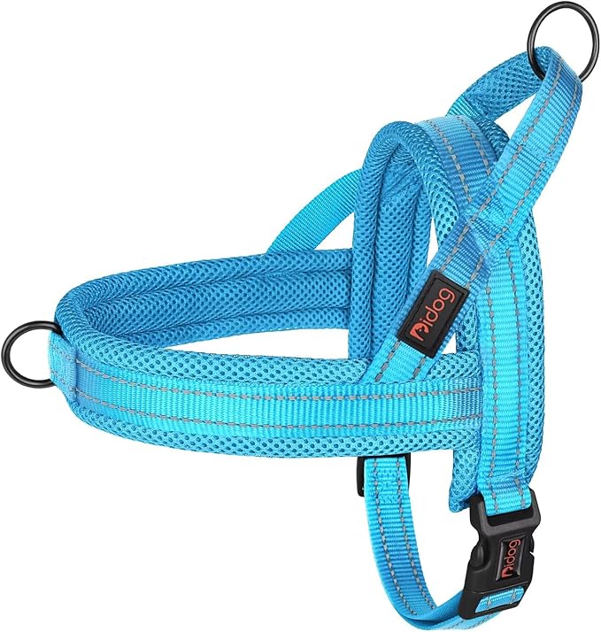 Didog No Pull Dog Harness with Soft Mesh Padded,Reflective & Quick Fit Light Weight Dog Strap Vest Harness,Easy for Walking Training (S:Chest 18-22", Mesh-Blue)-PawvioPets