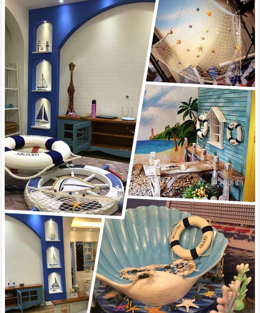 MorroMorn Lifebuoy Wall Hanging Decor - Welcome Aboard Mediterranean Style Home Decoration Hemp Rope (Blue, 20")