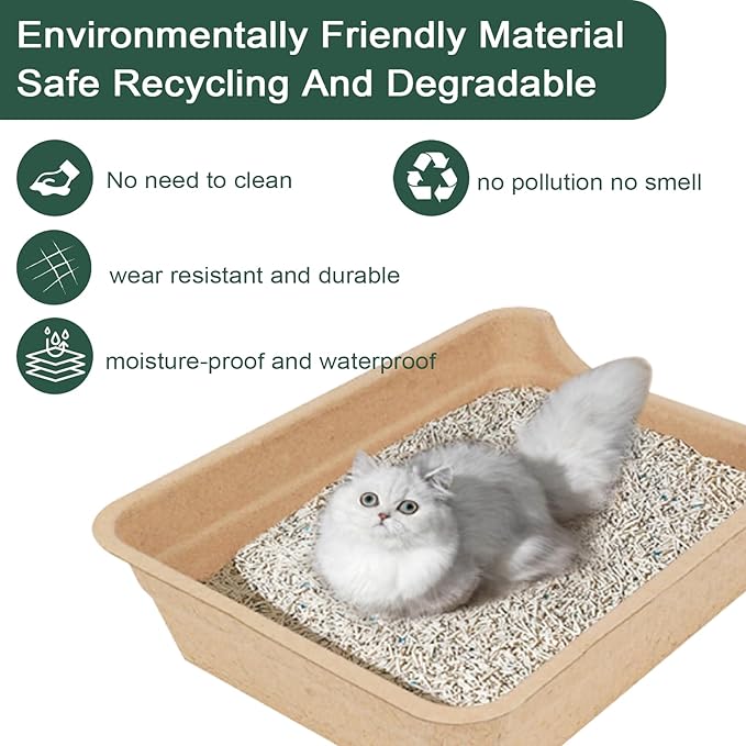 Disposable Litter Boxes for Cats, Low Entry Paper Litter Box, Paper Cat Litter Tray with One-time Pet Bath Towel Set （3PACKS with 1 Towel） for Travel on Weekends or Trips of Short Holidays-PawvioPets