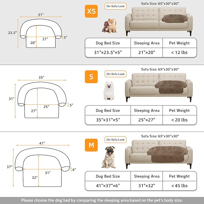 Calming Dog Bed Fluffy Plush Dog Mat for Furniture Protector with Removable Washable Cover for Large Medium Small Dogs and Cats (XS(31“x23.5”x5), Camel)-PawvioPets