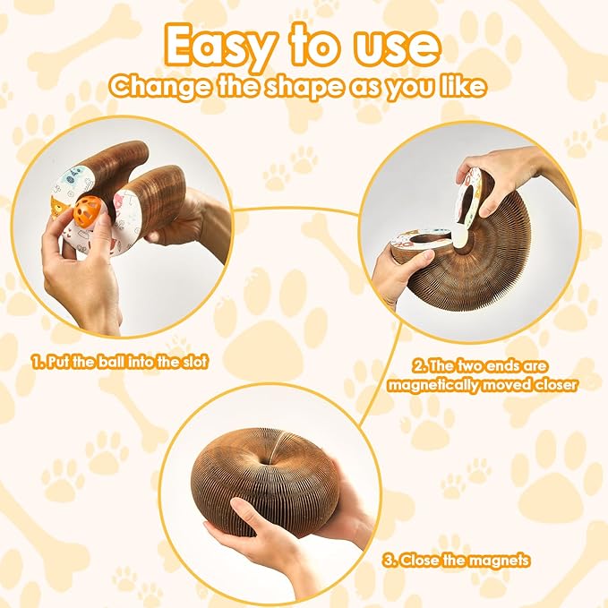 2 Pack Magic Organ Cat Toy Foldable Magic Organ Cat Scratching Board Reversible Infinity Style Magic Organ Cat Toy with 4 PCS Ball Cat Toys Interactive Indoor Cat Toys-PawvioPets