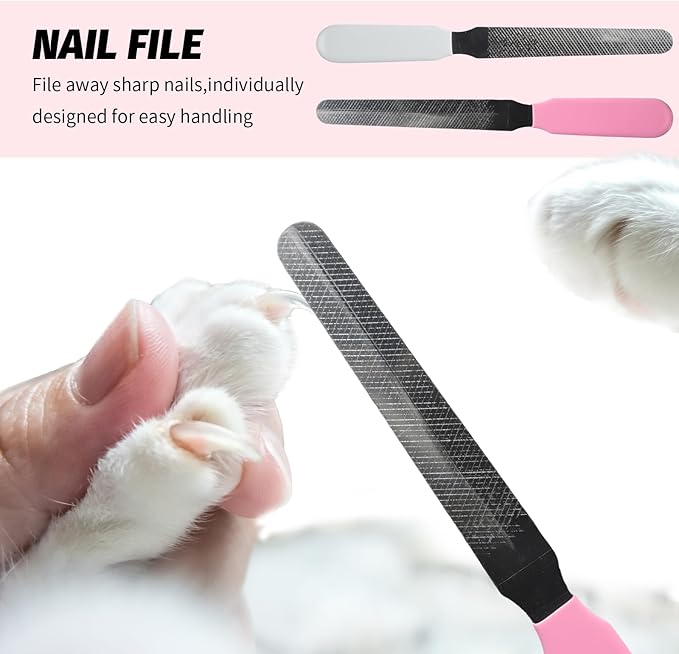 2 PCS Bearded Dragon Nail Clippers, Cat Nail Trimmer, Stainless Steel Cat Claw Clippers, with (White + Pink) Files * 2, Suitable for Reptiles, Novice Pet Families (Orange + Rose Red)-PawvioPets