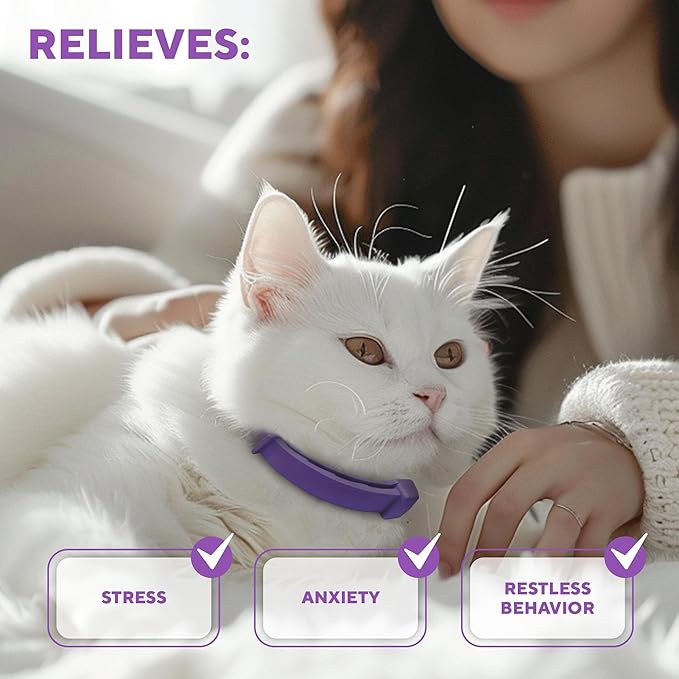 Cat Calming Collar & Pet Anti Anxiety Products - Feline Calm Pheromones Collars & Cats Stress Relief - Relaxivet Comfort Helps with Pee, New Zone, Aggression, Fighting with Dogs & Other Behavior-PawvioPets