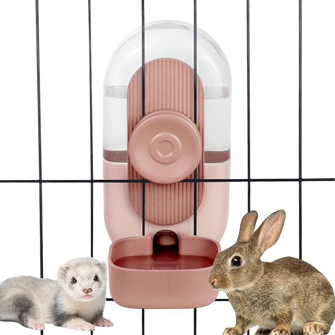 28oz Hanging Automatic Water Dispenser，Rabbit Water Bottle,Bunny Guinea Pig Ferret Water Bowl for Cage,Suitable for Small Animal Puppies(Cage Grid Spacing Over 1.2'')-PawvioPets