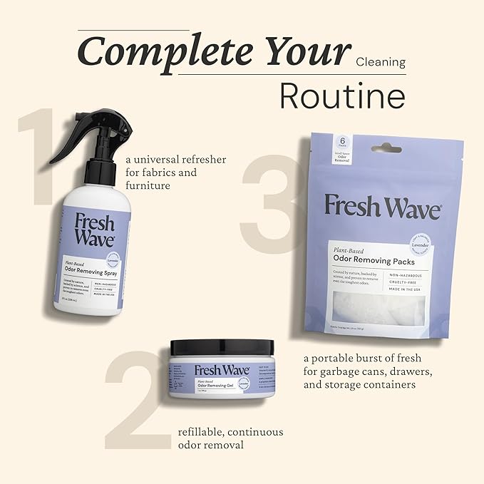 Fresh Wave Lavender Odor Removing Gel, 7 oz., Pack of 3 - Safer Odor Absorbers for Home, Natural Plant-Based Odor Eliminator, Every 7 oz. lasts 15-30 Days, For Cooking, Trash & Pets-PawvioPets