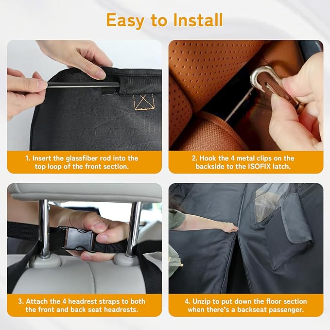 Full-Coverage Dog Seat Cover for Back Seat, 600D Ripstop Dog Hammock for Car,100% Waterproof CarSeat Protector, Suv Cargo Liner for Dogs, Armrest&Child Car Seat Accessible,Install Once,Stay Put-PawvioPets