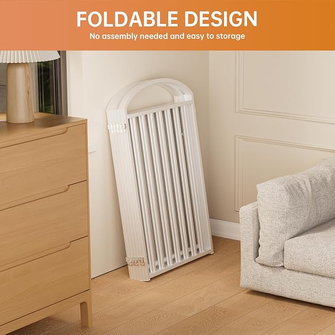 6 Panles Full Matel Freestanding Dog Gates with Door, 144"Extra Wide 36"Tall Free Standing Dog Pet Gate for Indoor & Outdoor. Foldable Pet Fences for Doorways, House, Stairs, Porch, Deck, Yard-PawvioPets