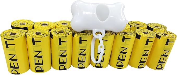 Dog Poop Bag, Biodegradable, Waste Bags with Dispensers, Guaranteed Leak Proof and Extra Thick, Certified Home Compostable, Plant-Based Dog Waste Bags, Eco-Friendly, 240 counts 16 rolls (Yellow, 16)-PawvioPets