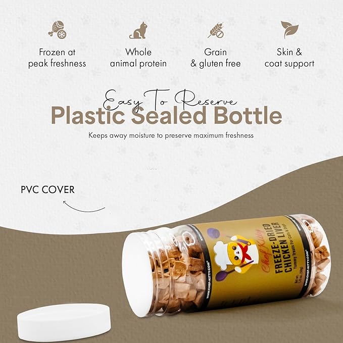 Freeze-Dried Chicken Liver Treats for Cats & Dogs – 100% Human Grade, Single Ingredient, High-Protein, Healthy Snack – No Additives or Preservatives – 1.7oz - Inspected & Tested in USA-PawvioPets