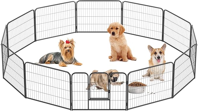 BestPet | Dog Playpen | 24 Inch, 12 Panels | Heavy Duty Metal Pet Exercise Pen | Indoor Outdoor Fence Panels | Rust-Resistant, Removable, Tool-Free Setup | Anti-Skid, Expandable Design-PawvioPets
