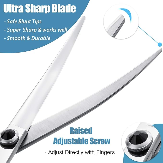 Dragon Creek 7" Upward Curved Dog Grooming Scissors - Safety Shears for Face & Paws Trimming - Black-PawvioPets