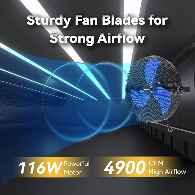 18 Inch Wall Fan Pro Series - 4900 CFM 3 Speed High Velocity Industrial Wall Mount Fans for Commercial, Residential, Warehouse, Covered Patio, Shop, Garage, Barn, Gazebo UL Safety Listed-PawvioPets