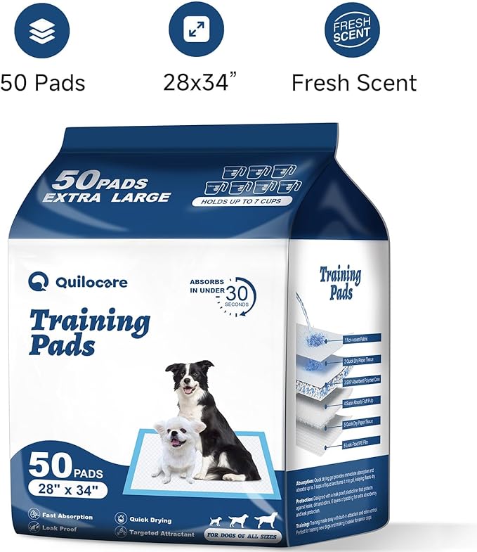 50 Count 28” x 34” XL Disposable Dog Pee Pads, Super Absorbent Leakproof Quick Drying Puppy Pee Pads for Dogs, Extra Large Disposable Dog Training Pads-PawvioPets
