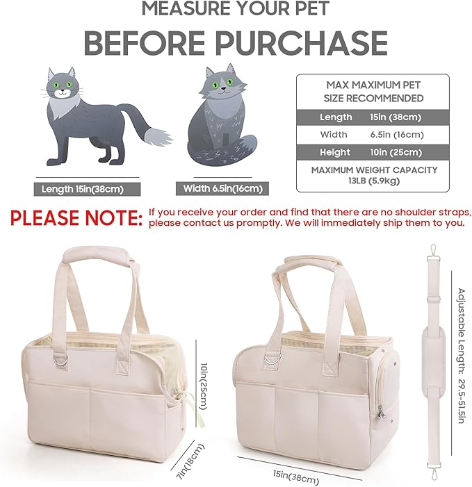 Dog Carriers for Small Dogs, Soft Sided Folding Small Dog Carrier for Dogs Medium Cats Puppies up to 13 Lbs, Washable Breathable Puppy Carrie Carrier for Outdoor Travel (Small Beige)-PawvioPets