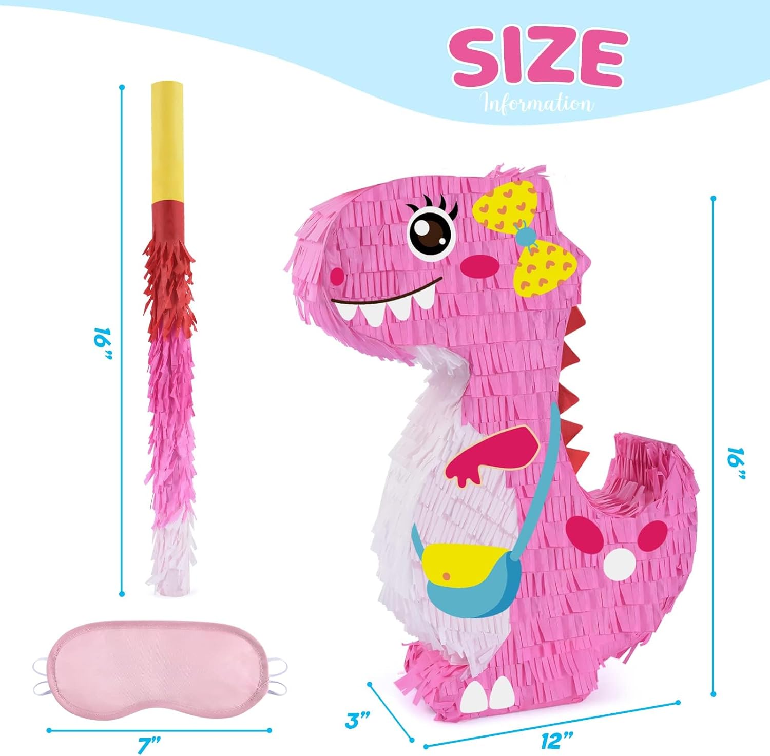 Dinosaur Pinata - Dinosaur Birthday Party Supplies for Girls Kids Dino Themed Party Pinata Bundle Set Perfect Party Game Activity Decoration