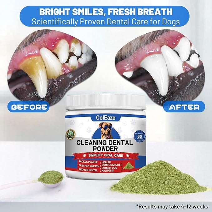 Dog Teeth Cleaning Powder, Dog Dental Powder and Breath Freshener, Plaque Off Pet Tooth Cleaning lab co, Bad Breath & Tartar Remover for Dogs, Natural Herbal Blend - All Breeds & Sizes-PawvioPets
