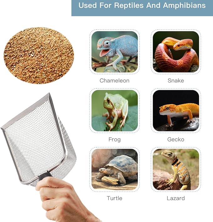 3PCS Stainless Steel Cat Litter Scoop,Litter Cleaner Corner Scoop Sand Sifter,Easy to Clean Cat Little Box, Sifting Litter Scoop Shovel for Reptile Terrarium Sand Waste-PawvioPets