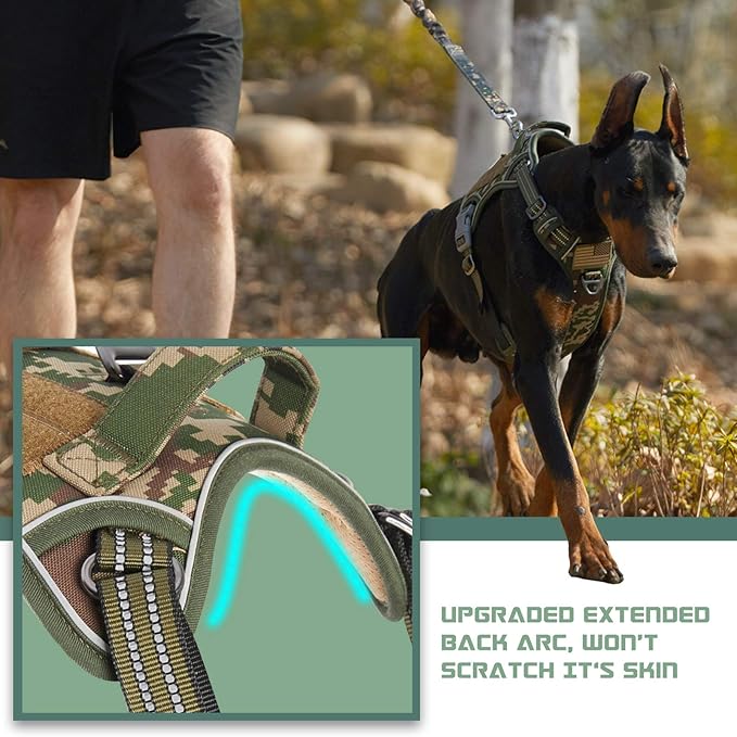 BUMBIN Tactical Dog Harness for Large Dogs No Pull, Famous TIK Tok No Pull Dog Harness, Fit Smart Reflective Pet Walking Harness for Training, Adjustable Dog Vest Harness with Handle Forest Camo L-PawvioPets