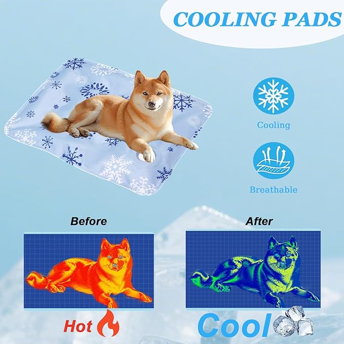 Dog Cooling Mat, Cooling Mat for Dogs & Cat, Provides Instant Relief for Small, Medium, Large Dogs, Washable, Non-Slip Design, Perfect for Hot Summer Days to Keep Pets Comfortable (L 23.6''*35.4'')-PawvioPets