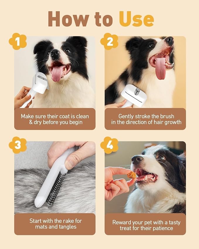 3-in-1 Dog Brush for Shedding, Multifunctional Deshedding Dog Brush for Short Haired Dogs and Cats, Pet Combs for Grooming Matting, Effectively Deshedding and Removes Dirt for Pets-PawvioPets