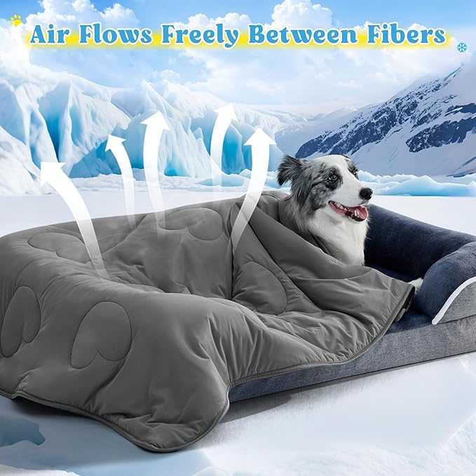 Cooling Blanket for Dogs, Lightweight & Durable Dog Cooling Mat, Q-MAX>0.45 Soft Breathable Pets Comforter for Couch, Bed & Car Essential - Dark Grey 25x40 Inches-PawvioPets