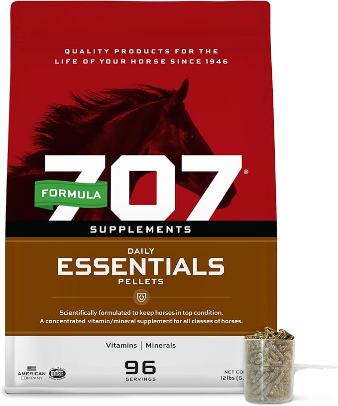 Formula 707 Daily Essentials Equine Supplement, 12 lb Bag – Complete Vitamins and Minerals for Superior Health and Condition in Horses-PawvioPets