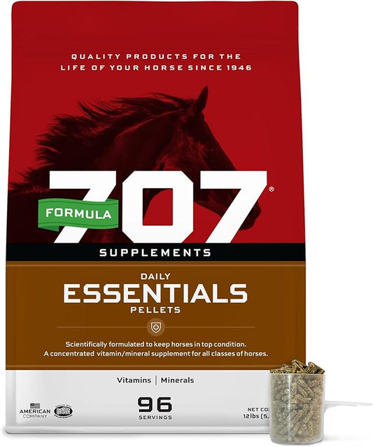 Formula 707 Daily Essentials Equine Supplement, 12 lb Bag – Complete Vitamins and Minerals for Superior Health and Condition in Horses-PawvioPets