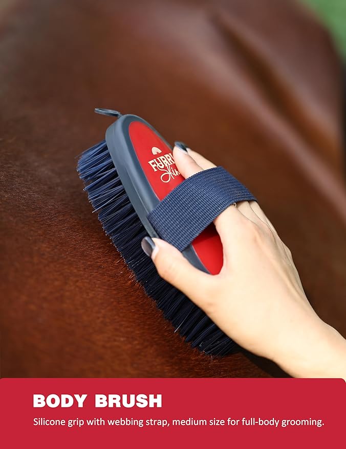 9PCS Horse Grooming Kit Curry Comb Sweat Scraper Horse Bathing Supplies Grooming Tools with Storage Bag Shadowberry-PawvioPets