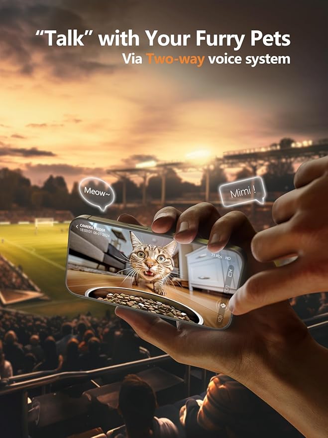 Automatic Cat Feeder with Camera - 5G WiFi Auto Cat Food Dispenser, 1080P HD Video with Night Vision, 1-15 Meals, 1-99 Portions, 2-Way Audio, Keeps Food Fresh, Timed Pet Feeder Also for Dogs-PawvioPets